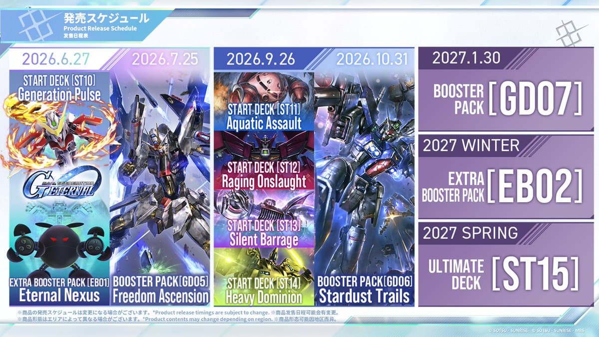 Gundam Card Game Reveals Its Roadmap Through Spring 2027